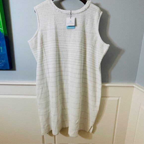 Ming Wang Plus Size Stripe Shimmer-Knit Sheath Dress Sleeveless NWT3X - Picture 9 of 13